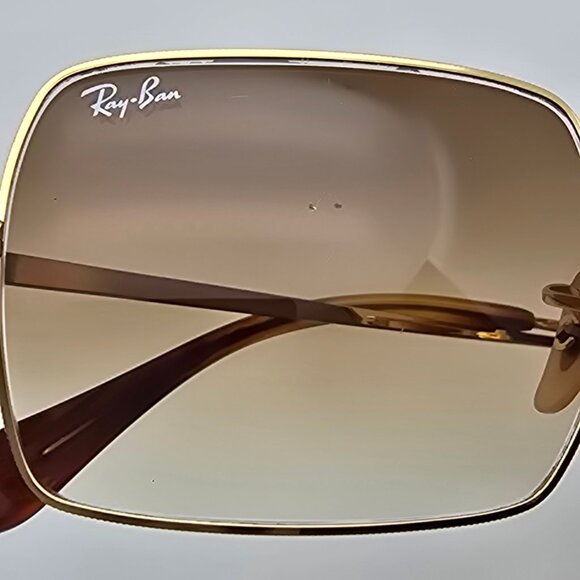 Ray-Ban RB1969 914/751 Rectangle Arista Gold Frame Brown Gradient Len Sunglasses - Picture 15 of 15
